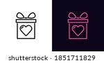 Outline Gift Box Icon. Linear...