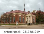 Small photo of Atlanta, USA – November 25, 2022 - Atlanta Texas Public Library and the Cass County Genealogical Society building on Hiram Street in Atlanta, TX