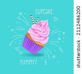 cute realistic cupcake with... | Shutterstock .eps vector #2112486200