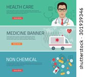 medical flat banners set ... | Shutterstock .eps vector #301939346