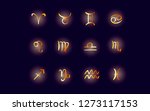 golden hand drawn zodiac signs... | Shutterstock .eps vector #1273117153