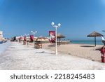 Small photo of Al Wakrah, Qatar - October 2022: Souq Wakrah, is one of the destinations in the south of Qatar. The seaside traditional market is a nod to Al Wakrah's heritage as a fishing village.