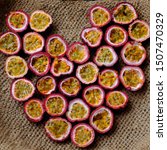 Top View Passion Fruits Cut In...
