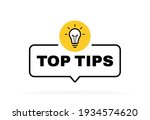 Top tips geometric message bubble with light bulb emblem. Banner design for business and advertising. Vector illustration.
