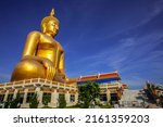 Beautiful big buddha on beautiful sky background, Wat Muang, Ang Thong Province, Thailand.