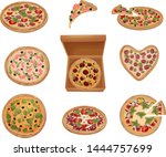 set of images of pizzas of... | Shutterstock .eps vector #1444757699