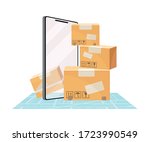 pile of cardboard boxes and... | Shutterstock .eps vector #1723990549
