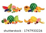 exotic fruits composition with... | Shutterstock .eps vector #1747933226