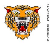 striped roaring tiger muzzle as ... | Shutterstock .eps vector #1906969759