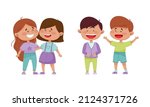 friendly little kids embracing... | Shutterstock .eps vector #2124371726