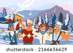 group of happy man and woman on ... | Shutterstock .eps vector #2166656629
