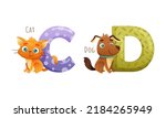 Cute Zoo Alphabet. C D Letters...