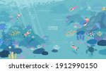 peoples diving under the ocean... | Shutterstock .eps vector #1912990150