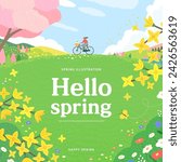 spring template with beautiful...