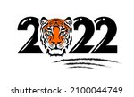 2022 year of tiger  drawing... | Shutterstock .eps vector #2100044749