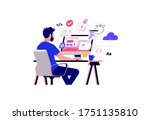 working at home vector flat... | Shutterstock .eps vector #1751135810