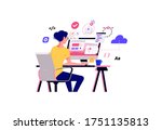 working at home vector flat... | Shutterstock .eps vector #1751135813