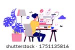 working at home vector flat... | Shutterstock .eps vector #1751135816