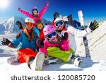Skiing, winter, snow, sun and fun - family enjoying winter vacations