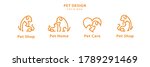 Pet Line Style Logo Design Set...