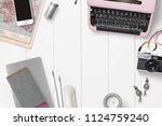 bright feminine desktop  ... | Shutterstock . vector #1124759240