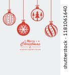 christmas ornament hanging red... | Shutterstock .eps vector #1181061640