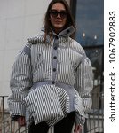 Small photo of PARIS, France- March 05 2018:Estelle Pigaultseen on the street during the Paris Fashion Week