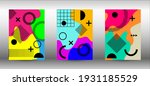 memphis background set covers.... | Shutterstock .eps vector #1931185529