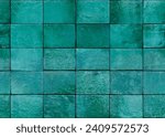 Small photo of Seamless texture of the design day. Handmade ceramic tiles glazed with emerald green glaze.