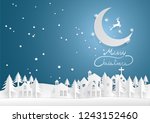 reindeer running in the moon ... | Shutterstock .eps vector #1243152460