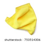 Used crumpled yellow rag isolated on white background