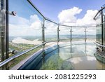 Small photo of Skywalk,new landmark in Sangkhom district,viewpoint on the glass bridge at Wat Pha Tak Sue,overlooking the beautiful Mekong River view,Sky walk at Temple of Pha Tak Sue,travel in Nong Khai,Thailand