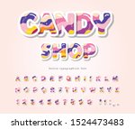 paper cut out sweet font design.... | Shutterstock .eps vector #1524473483