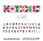 world flags cartoon font. paper ... | Shutterstock .eps vector #1929222299
