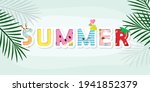 summer tropical banner. cartoon ... | Shutterstock .eps vector #1941852379