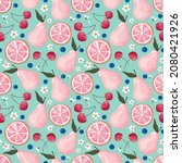 fruits seamless pattern. pears  ... | Shutterstock . vector #2080421926