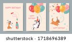 stylish happy birthday cards... | Shutterstock .eps vector #1718696389