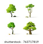 polygonal trees  modern vector... | Shutterstock .eps vector #763717819
