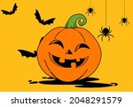 halloween party background with ... | Shutterstock .eps vector #2048291579