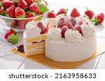 Strawberry cake made from fresh strawberries