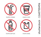 set of no plastics sign. save... | Shutterstock .eps vector #1160700496