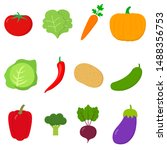 vegetables flat icon set  logo... | Shutterstock .eps vector #1488356753
