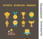 set of sports winning awards... | Shutterstock .eps vector #1034009056