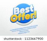 vector bright best offer sign... | Shutterstock .eps vector #1123667900