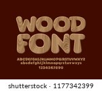 vector wooden textured font.... | Shutterstock .eps vector #1177342399