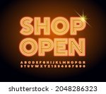 vector neon sign shop open.... | Shutterstock .eps vector #2048286323
