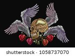 embroidery human skull  angel... | Shutterstock .eps vector #1058737070