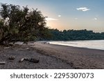 Small photo of DRAKE BAY, COSTA RICA-MARCH 11, 2017: Tourists on the beach in the small town of Drake Bay, Puntarenas, Costa Rica