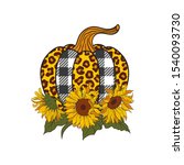  bright sunflowers and leopard... | Shutterstock .eps vector #1540093730