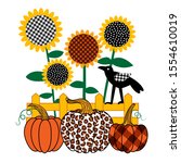   sunflowers and pumpkins ... | Shutterstock .eps vector #1554610019